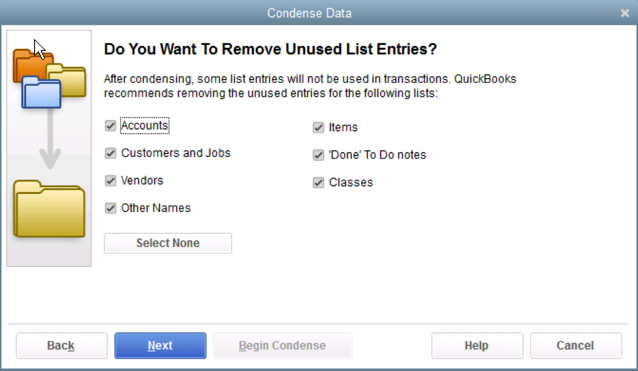 Remove unused list entries