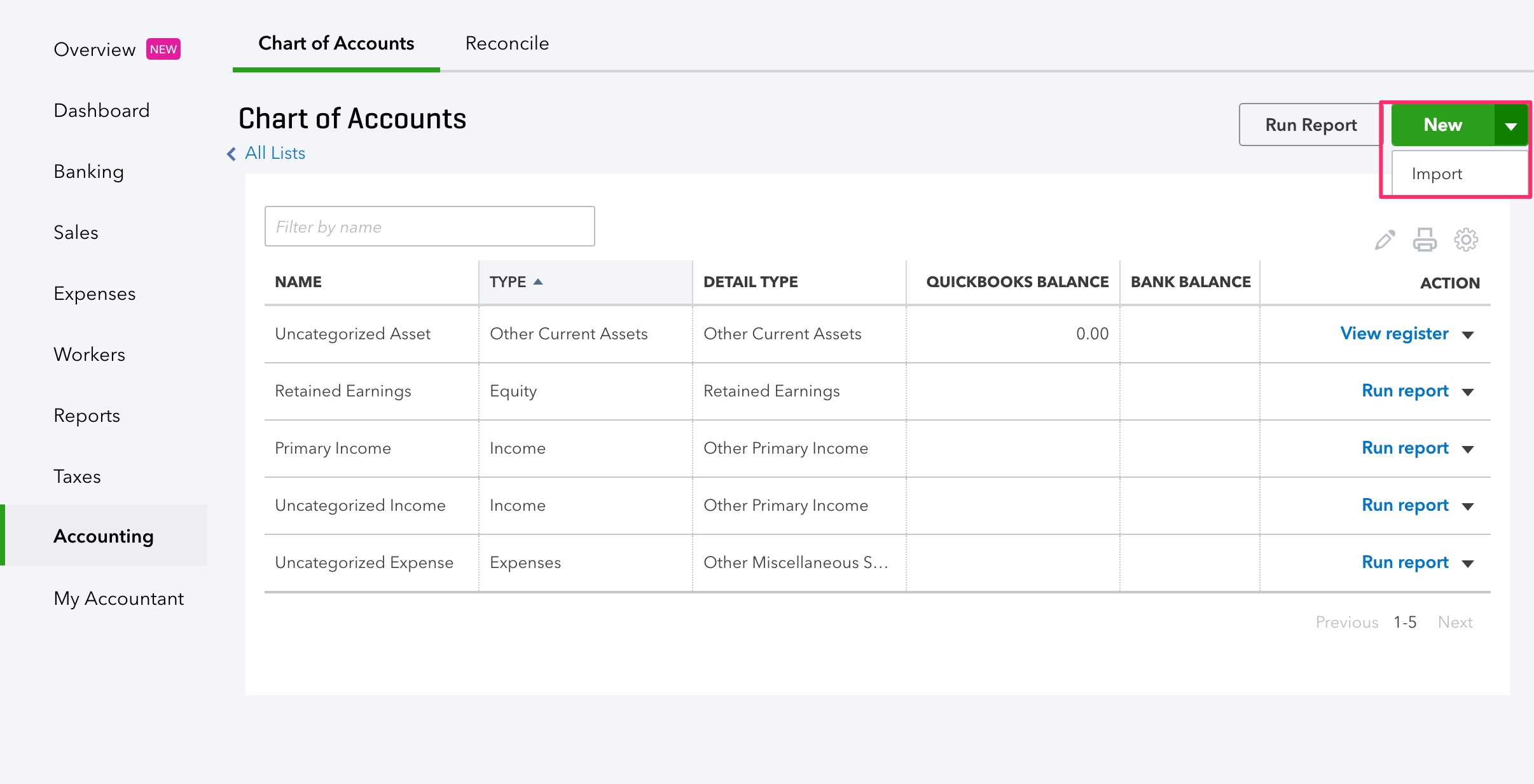 Creating a new QBO account without a Chart of Accounts ...