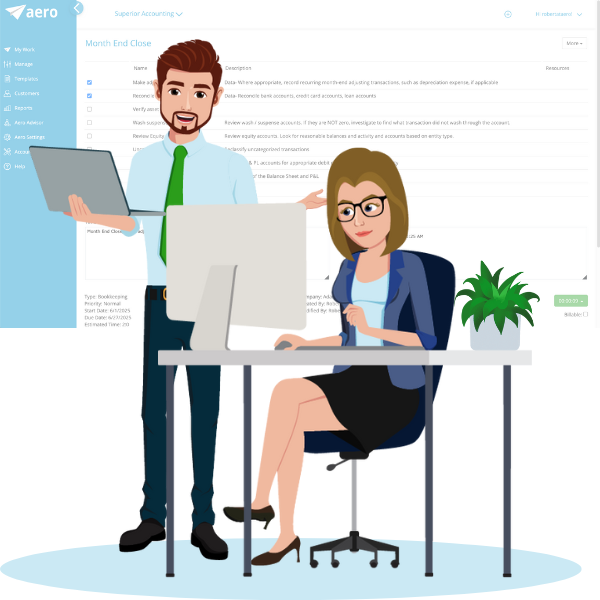 Two accounting professionals working on a Month End Close