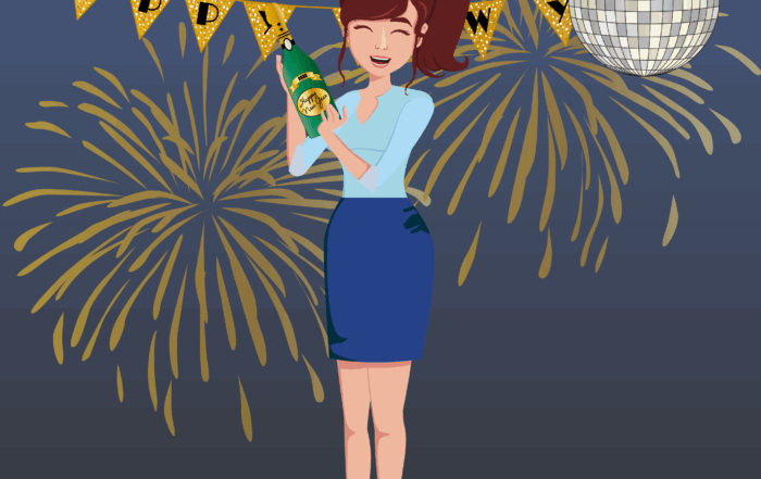 Woman holing champagne celebrating New Year's Eve