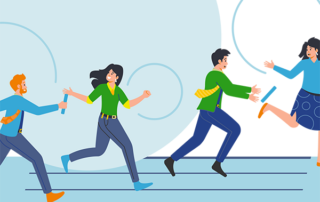 illustration of people running a relay race