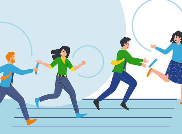 Relay - Aero Workflow illustration of people running a relay race