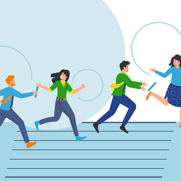 illustration of people running a relay race
